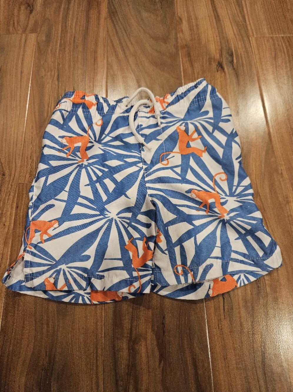 Childrens Place Boys' Swim Trunks with Blue Palm Print & Orange Trim 3t